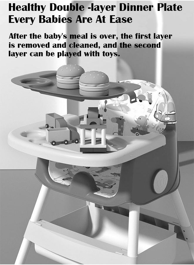 ZCM-HAPPY Baby High Chair for Toddlers, Foldable High Chairs with Adjustable Seat Heigh Recline with 4 Wheels and Removable Tray  - Image 4