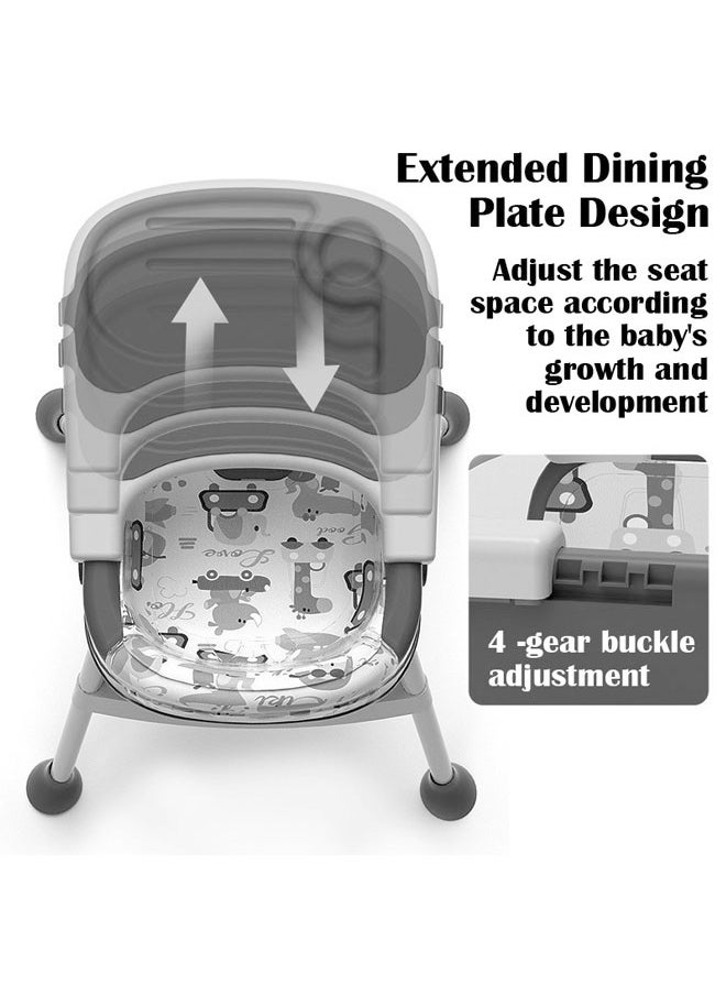 ZCM-HAPPY Baby High Chair for Toddlers, Foldable High Chairs with Adjustable Seat Heigh Recline with 4 Wheels and Removable Tray  - Image 5
