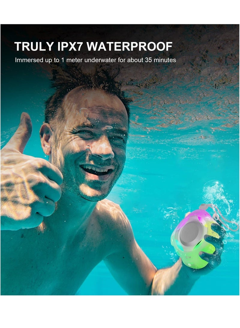 Captaintech Bluetooth Shower Speaker, IPX7 Waterproof Wireless Portable Speakers, Floating Wireless Speaker with LED Light, Loud Stereo Sound, for Beach, Pool, Party, Travel, Outdoors, for Men and Women - Image 3