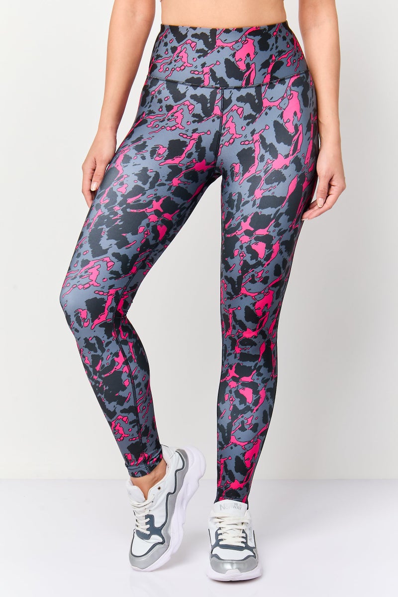 Reebok Women Sportswear Fit Camouflage Training Leggings, Multicolor - Image 1