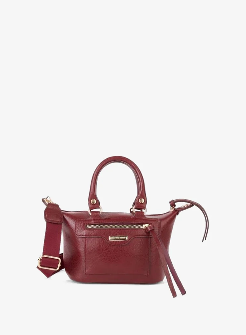 Women's Lupin Burgundy Lined Column Strap Zipper Closure Hand, Arm and Shoulder Bag.