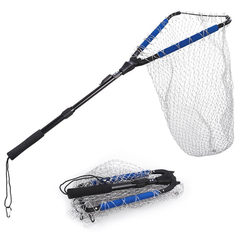 RESTCLOUD Fishing Landing Net with Telescoping Pole, Strong Aluminum Full Extended to 35.4 Inches - Image 1