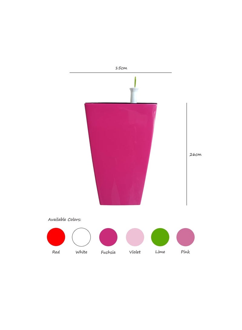 IDEL Self-Watering Tall Square Planter 15x15cm – Modern Indoor & Outdoor Flower Pot – Lightweight Decorative Plant Container with Water Level Indicator - Made in Italy - by Idel - Image 3