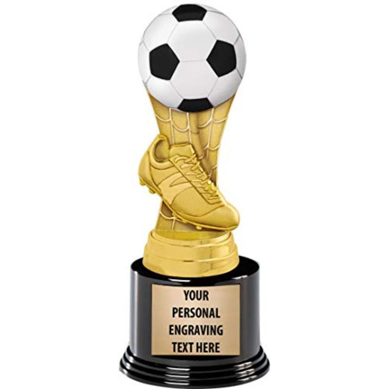 Soccer Trophies with Custom Engraving, 7.25" Personalized Soccer Ball Trophy On Deluxe Round Base - Image 1