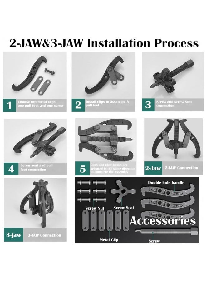 Generic 3 Jaw Inner Bearing Puller, 4" Pilot Bearing Gear Puller for Auto with Reversible Jaws, Heavy Duty Gear Extractor Tool for Automotive Wheel, Pulling Kit for Motorcycle Car SUV  - Image 2