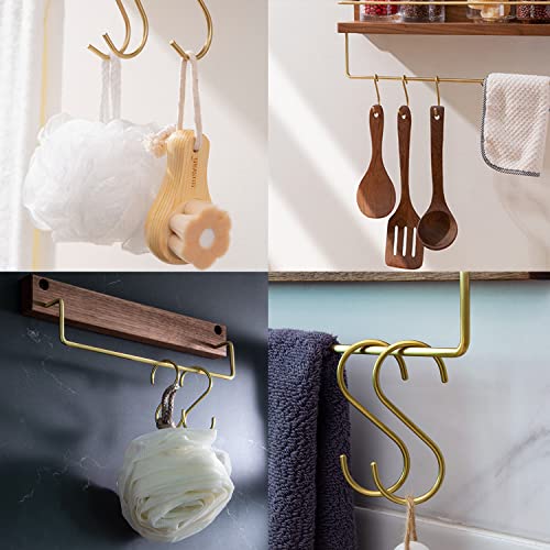 Sisims Kitchen S Hooks Heavy Duty Brass - 12 Pack 3.95” Metal Hanging Organizer for Pots Pans Coffee Mugs Clothes Storage Rack(Wire Diameter 0.16 inch /4mm) - Image 3