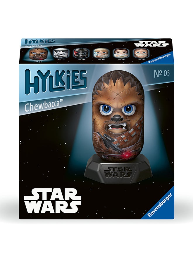 Ravensburger بازل هيلكيز ستار وورز تشوباكا ثلاثي الأبعاد - نموذج كبسولة بلاستيكية مكون من 54 قطعة، بارتفاع حوالي 12 سم، تجميع سهل مرقم مع قاعدة، لا حاجة للصمغ | 12001016‑6 - Image 1