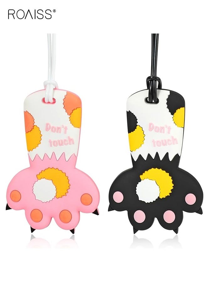 رويس عبوتان من بطاقات تعريف حقائب السفر المصنوعة من السيليكون بألوان الماكرون الكرتونية، على شكل مخلب قطة، تُستخدم كزينة مضادة للضياع لحقائب السفر المسجلة، وزينة لأقفال الطلاب المركبة، وعناصر زخرفية. - Image 1