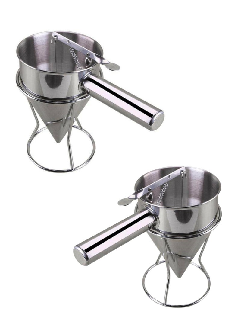 Generic - 2 Pieces Pancake Batter Dispenser Stainless Steel Cupcake Waffle Batter Kitchen Funnel - Image 1