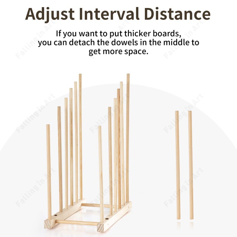 Falling in Art Large Wooden Art Storage Rack - Canvas Drying Stand for Artworks, Frames, Canvases, Drawing Boards, Prints, Panels, Paintings Display - Image 3
