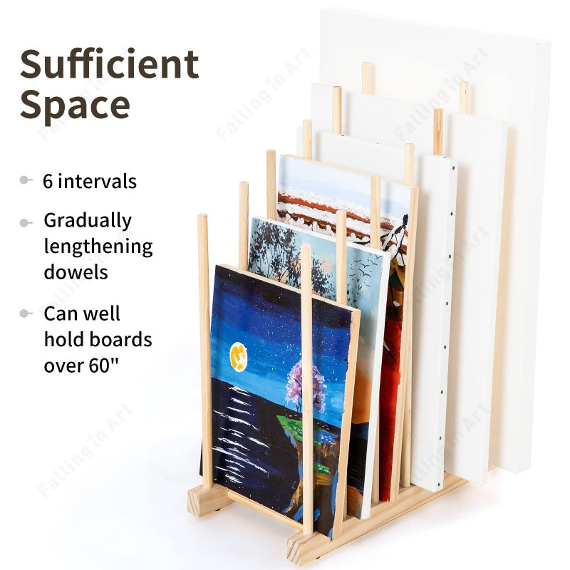 Falling in Art Large Wooden Art Storage Rack - Canvas Drying Stand for Artworks, Frames, Canvases, Drawing Boards, Prints, Panels, Paintings Display - Image 4