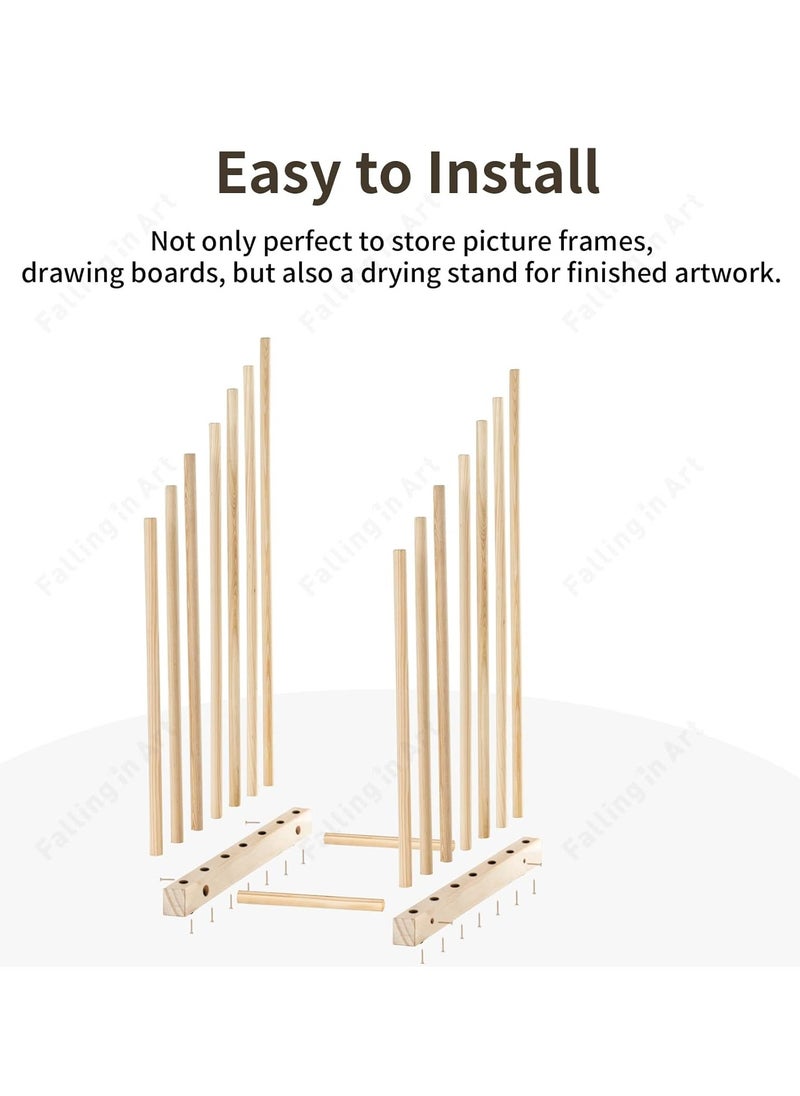 Falling In art Falling in Art Large Wooden Art Storage Rack - Canvas Drying Stand for Artworks, Frames, Canvases, Drawing Boards, Prints, Panels, Paintings Display  - Image 4