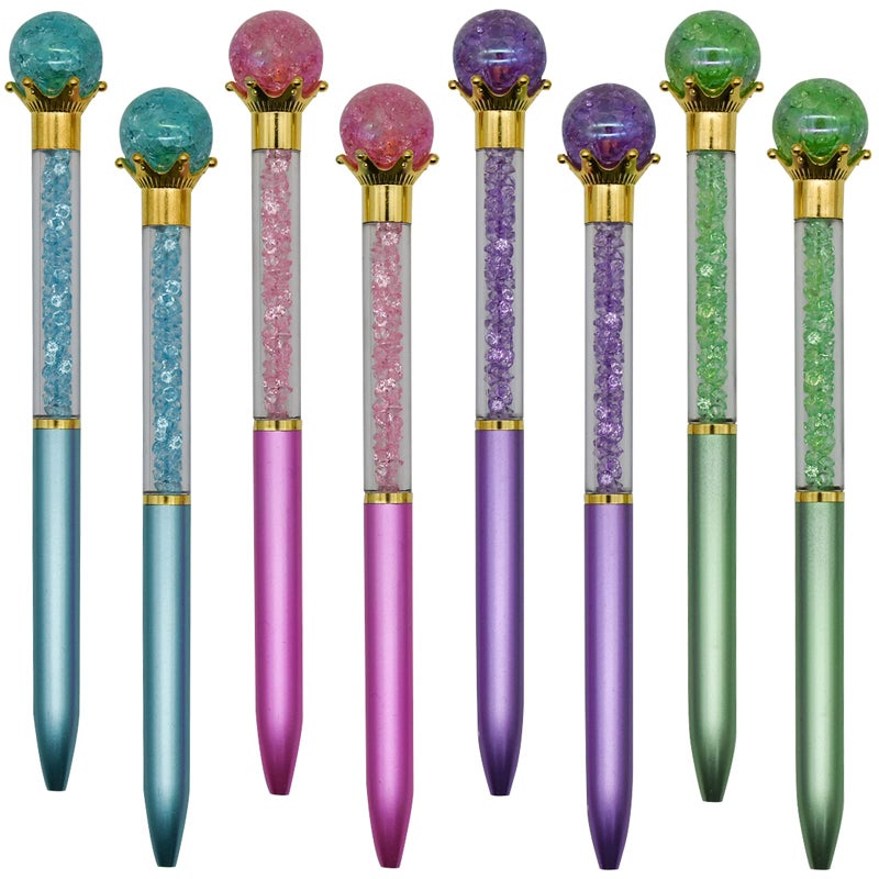 Maydahui 24 PCS Crystal Gem Ballpoint Pen Retractable Colorful Pearl Quicksand Pens Black Ink for Students Party School Office