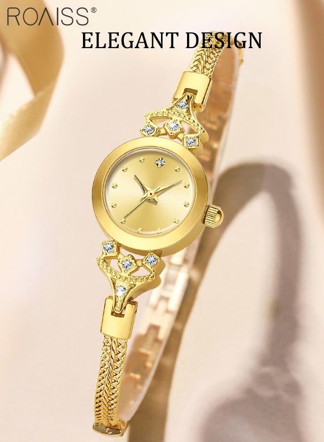 رويس ساعة يد نسائية صغيرة أنيقة وبسيطة فاخرة مرصعة بأحجار الراين من الكوارتز مع شاشة تناظرية وقرص دائري وخفيفة الوزن وحزام شبكي من الفولاذ المقاوم للصدأ وساعة يد أنيقة مقاومة للماء - Image 2