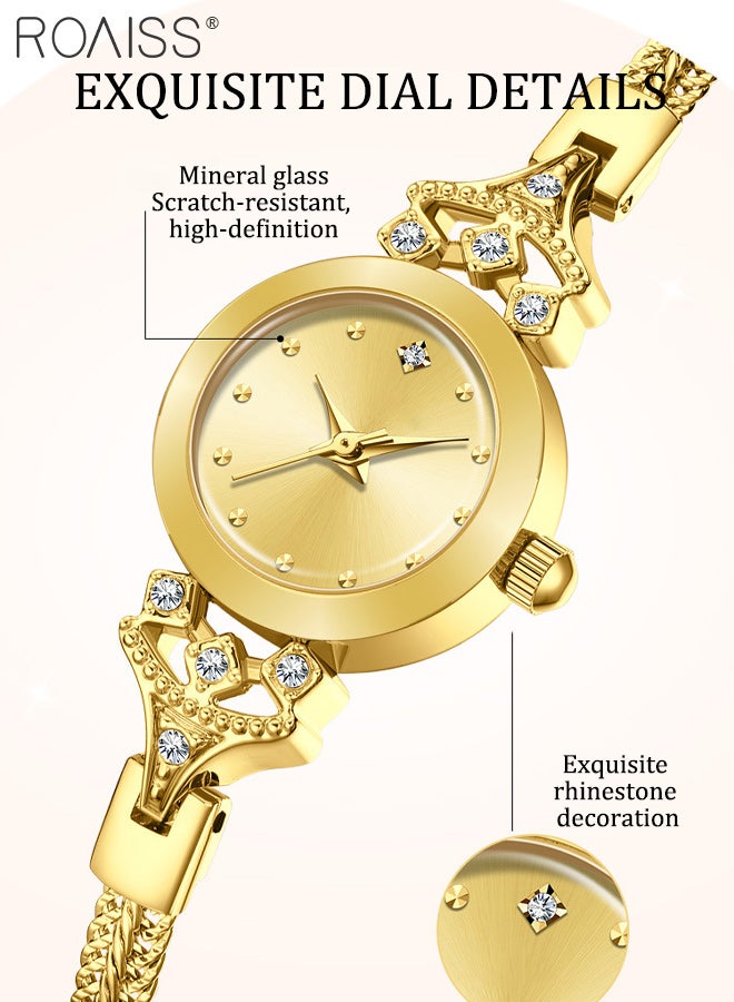 رويس ساعة يد نسائية صغيرة أنيقة وبسيطة فاخرة مرصعة بأحجار الراين من الكوارتز مع شاشة تناظرية وقرص دائري وخفيفة الوزن وحزام شبكي من الفولاذ المقاوم للصدأ وساعة يد أنيقة مقاومة للماء - Image 4