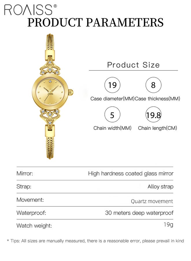 رويس ساعة يد نسائية صغيرة أنيقة وبسيطة فاخرة مرصعة بأحجار الراين من الكوارتز مع شاشة تناظرية وقرص دائري وخفيفة الوزن وحزام شبكي من الفولاذ المقاوم للصدأ وساعة يد أنيقة مقاومة للماء - Image 3