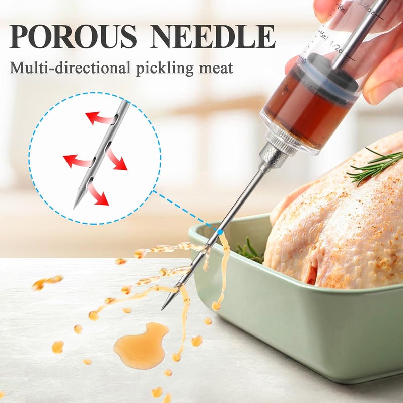 Tri-Sworker Plastic Meat Injector Kit for Smoker with 3 Flavor Food Syringe Needles, Ideal for Injecting Marinade into Turkey, Meat, Brisket; 1-OZ; Including Paper User Manual, Recipe E-Book (PDF) - Image 2