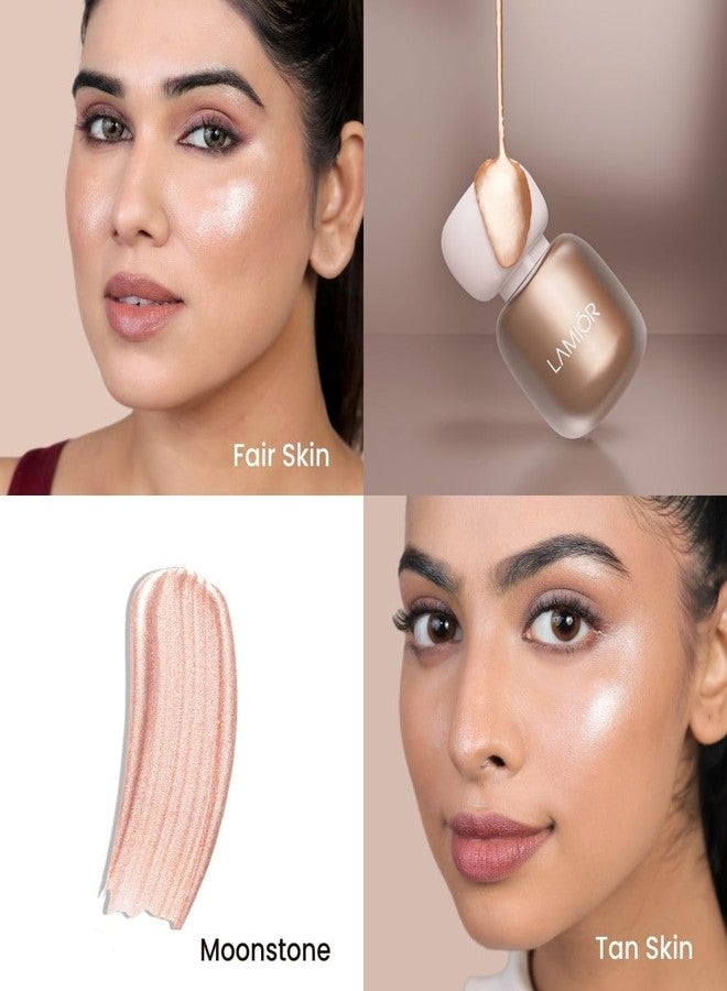 LAMIOR Face Dew Strobe Highlighter – Moonstone | Dewy-Radiant, Buildable Liquid Highlighter | Long-Wearing Mirror Shine & Electric Glow | Skincare-Infused with Ceramides, Hyaluronic Acid, Niacinamide - Image 3