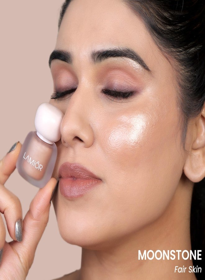 LAMIOR Face Dew Strobe Highlighter – Moonstone | Dewy-Radiant, Buildable Liquid Highlighter | Long-Wearing Mirror Shine & Electric Glow | Skincare-Infused with Ceramides, Hyaluronic Acid, Niacinamide - Image 4