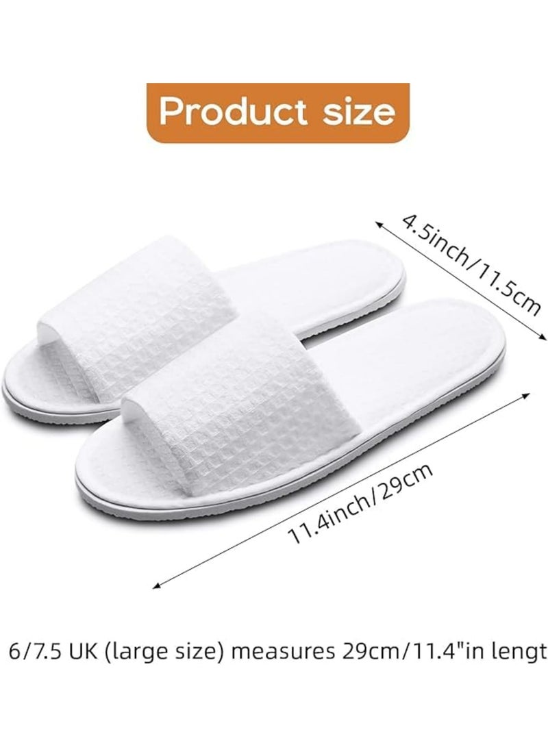 SYOSI Hotel Slippers, 10 Pairs Waffle Open Toe Disposable Spa Slippers, Soft Washable Foldable Lightweight House Shoes for Guests Spa Travel Party, White - Image 2