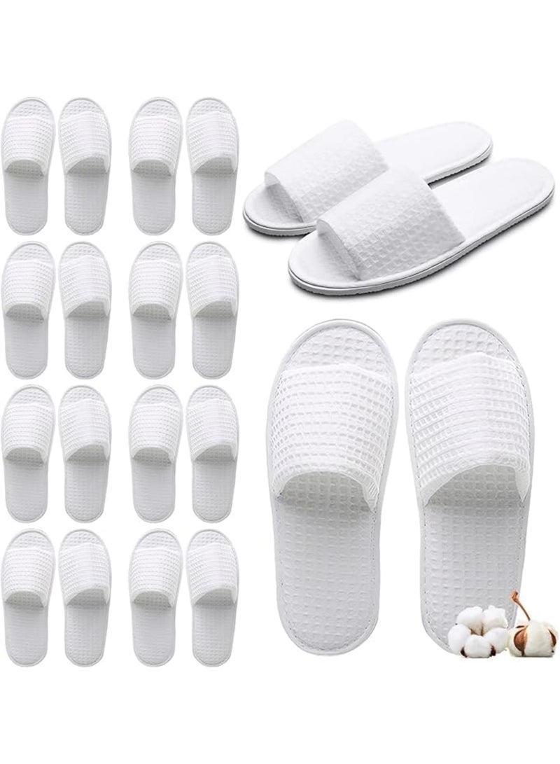 SYOSI Hotel Slippers, 10 Pairs Waffle Open Toe Disposable Spa Slippers, Soft Washable Foldable Lightweight House Shoes for Guests Spa Travel Party, White - Image 1