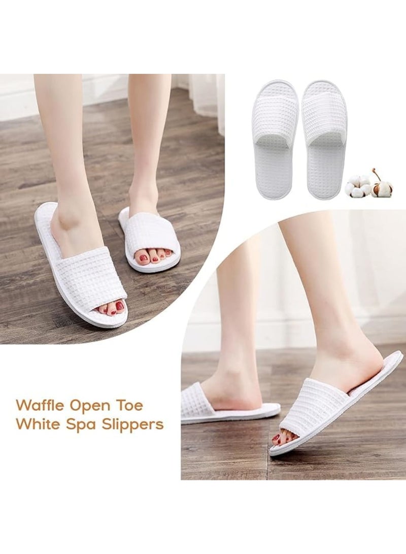 SYOSI Hotel Slippers, 10 Pairs Waffle Open Toe Disposable Spa Slippers, Soft Washable Foldable Lightweight House Shoes for Guests Spa Travel Party, White - Image 5