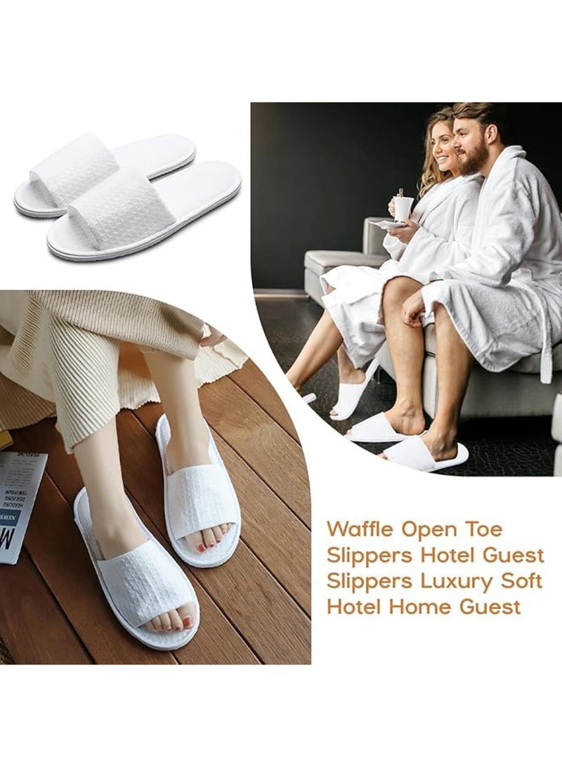 SYOSI Hotel Slippers, 10 Pairs Waffle Open Toe Disposable Spa Slippers, Soft Washable Foldable Lightweight House Shoes for Guests Spa Travel Party, White - Image 3