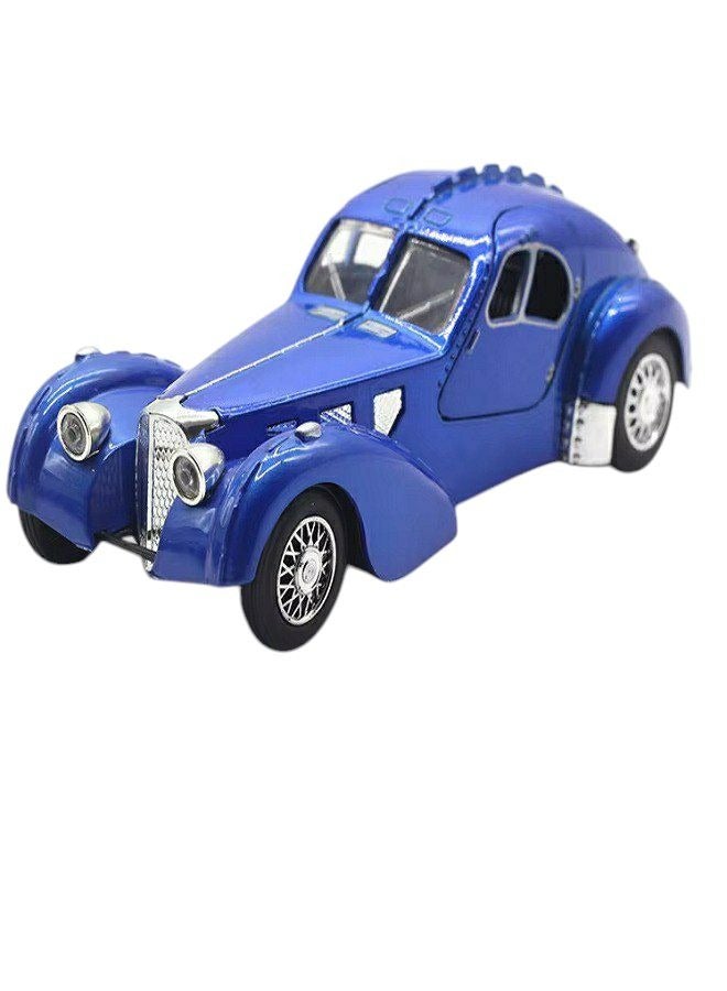 داي كاست سيارة بوغاتي 1936 معدنية كلاسيكية بمقياس 1:28 مع سحب للخلف وإضاءة وصوت - هدايا ألعاب قابلة للجمع (زرقاء) - Image 1