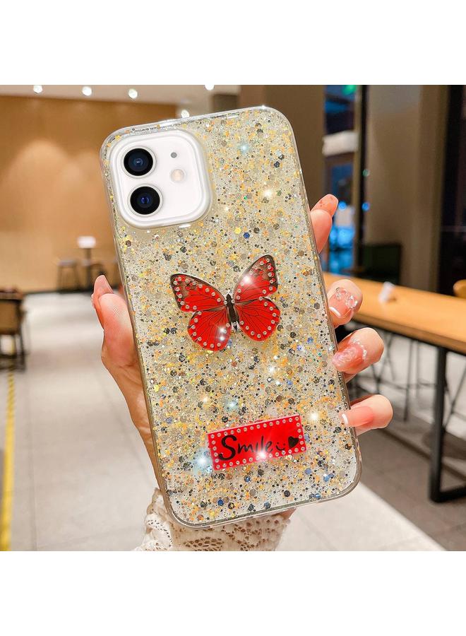 اس-توب جراب لهاتف iPhone 12 mini مصنوع من مادة TPU الإيبوكسي المرصعة بالنجوم وأحجار الراين والفراشات - Image 1