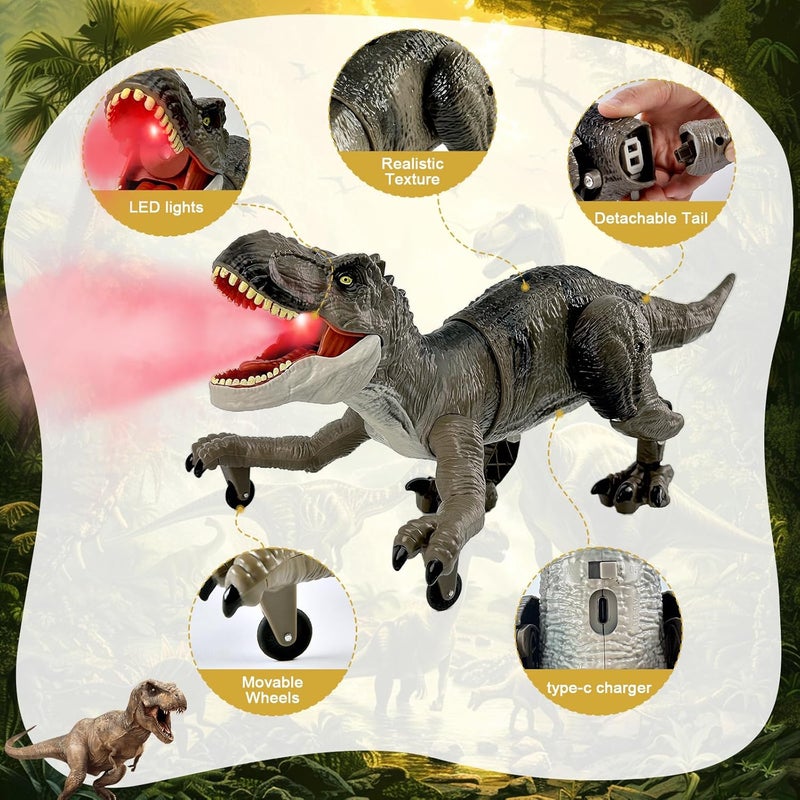 TALGIC Remote Control Dinosaur – Spray and Walking T-Rex Toy for Boys Ages 3–7 - Image 2