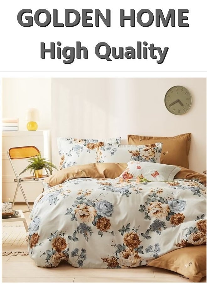 GOLDEN HOME 6 Piece King/Queen/Single size, striped pattern duvet cover set. set includes 1 Comforter Cover, 1 Fitted Bedsheet, 4 Pillowcases  - Image 1