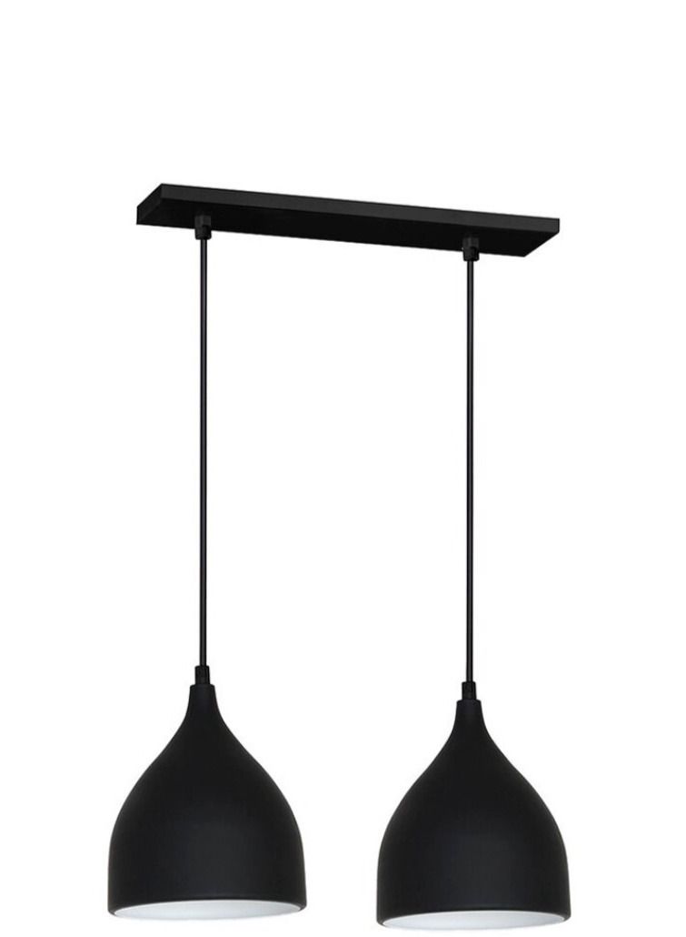 double metal ceiling lighting unit black