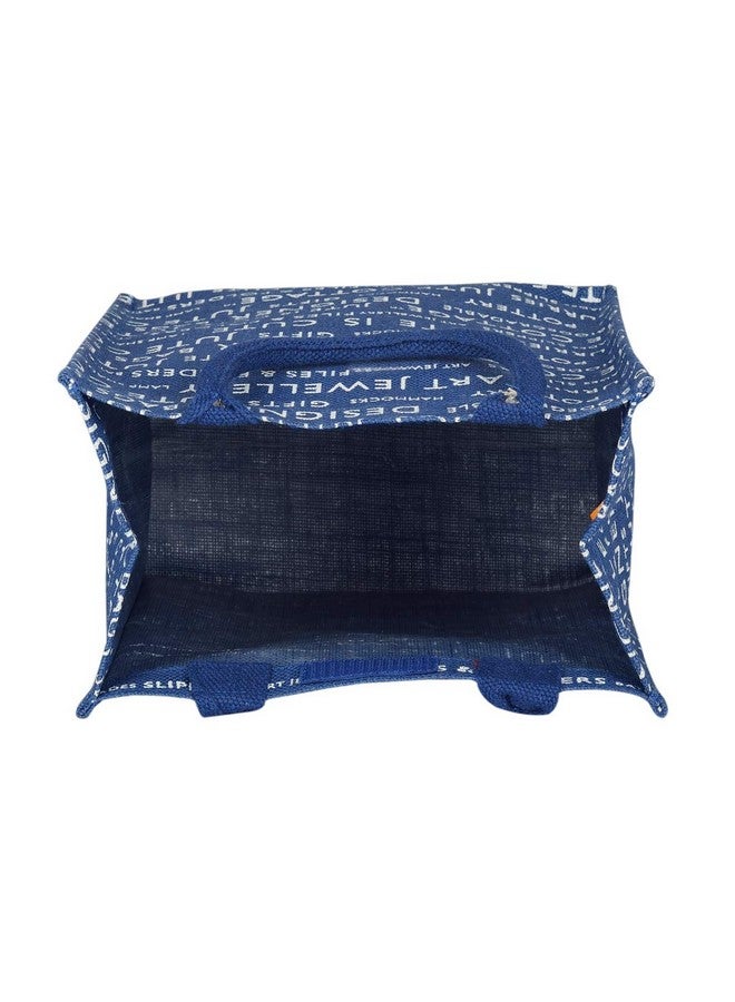 Jute Cottage Jute Bags for Lunch for Women and Men | Jute Grocery Bag | Jute Carry Bag | Jute Tiffin Bags | Printed Jute Bag Print - Blue - Image 4