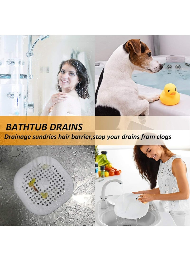 yIFeNG Square Hair Drain Cover for Shower Silicone Hair Stopper with Suction Cup,Easy to Install Suit for Bathroom,Bathtub,Kitchen 4 Pack (Grey), 5.5*5.5*0.04inch  - Image 2
