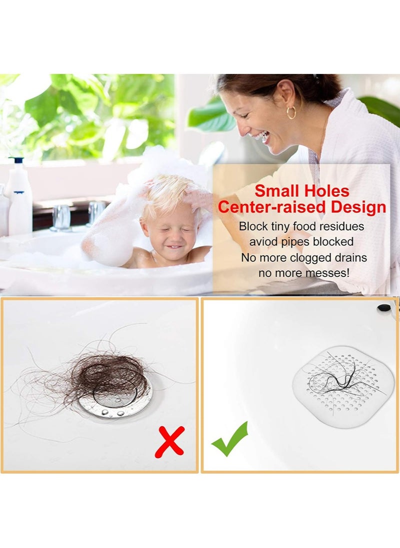yIFeNG Square Hair Drain Cover for Shower Silicone Hair Stopper with Suction Cup,Easy to Install Suit for Bathroom,Bathtub,Kitchen 4 Pack (Grey), 5.5*5.5*0.04inch  - Image 3