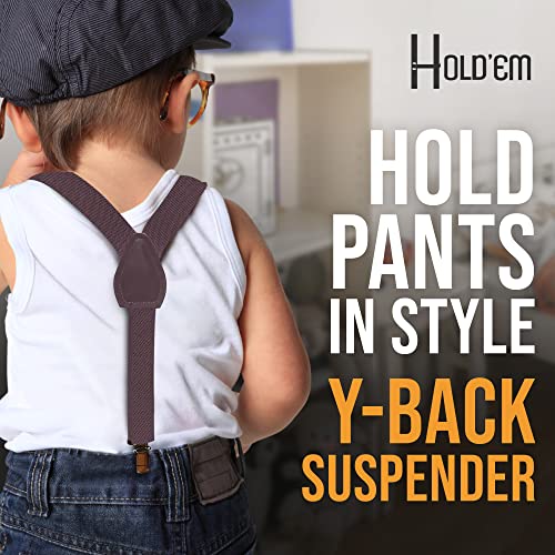 HOLD'EM Suspenders for Kids - 1 Inch Suspender Perfect for Tuxedo - Brown (22") - Image 5