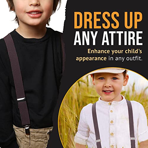 HOLD'EM Suspenders for Kids - 1 Inch Suspender Perfect for Tuxedo - Brown (22") - Image 3