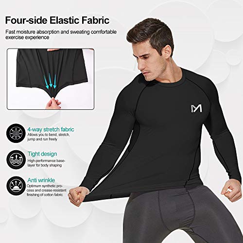 MEETYOO mens Men's Compression Undershirt, Black, X-Large US - Image 4