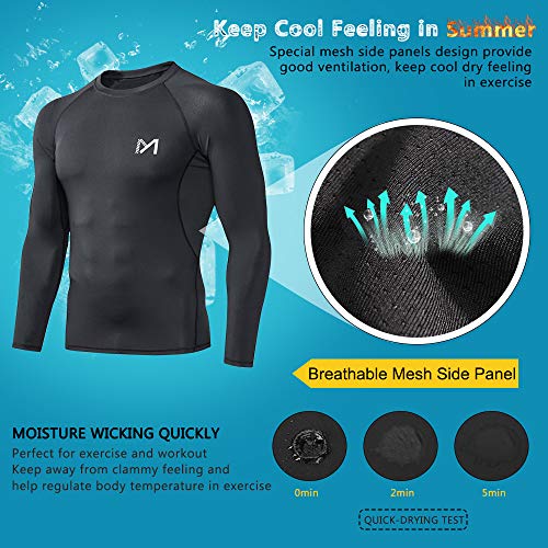 MEETYOO mens Men's Compression Undershirt, Black, X-Large US - Image 2