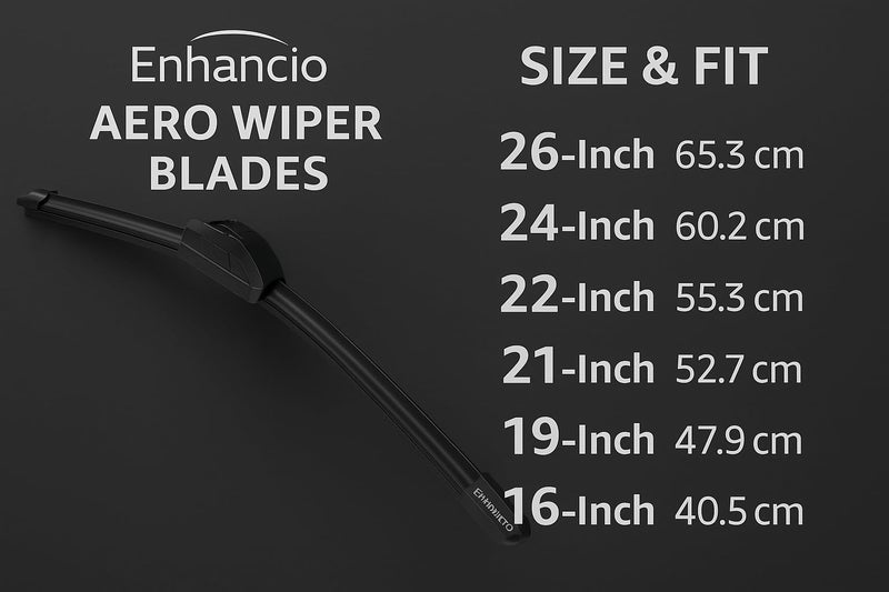 ENHANCIO 26 Inch Car Wiper Blade | Universal Flat Windshield Wiper | Graphite Coated Rubber Streak Free All Weather Performance | Aerodynamic Design | Quick Clip Easy Installation | Check Size Chart - Image 4