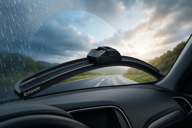 ENHANCIO 26 Inch Car Wiper Blade | Universal Flat Windshield Wiper | Graphite Coated Rubber Streak Free All Weather Performance | Aerodynamic Design | Quick Clip Easy Installation | Check Size Chart - Image 2