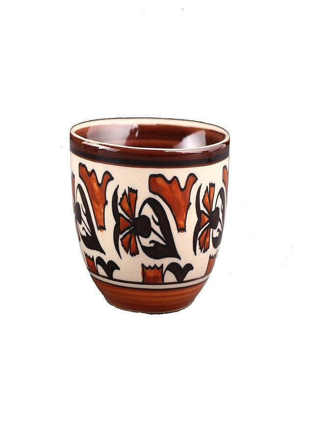 كافيين وعاء حساء مصنوع يدويًا من السيراميك مزين بطبعة زهور مع ملعقة - Image 3