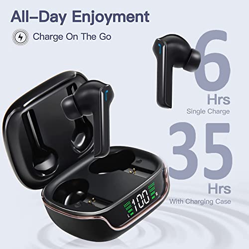 US1984 True Wireless in Ear Earbuds with Mic, 13mm Drivers, up to 35H Playtime, Bluetooth 5.3 Gaming Buds Headphones, ENC, Low Latency Mode for Gaming, USB Type-C Port & IPX5, LED Display (Black) - Image 4