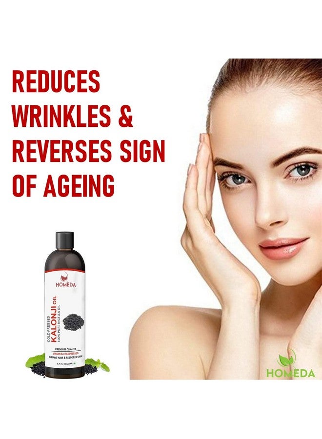 HOMEDA Homeda Premium Cold Pressed Kalonji Oil for Hair Growth Pure, Skin (200 ml) 100% Pure Virgin Grade - Onion Black Seed Oil (Kalaunji Tel, Black Cumin seed) - Image 3