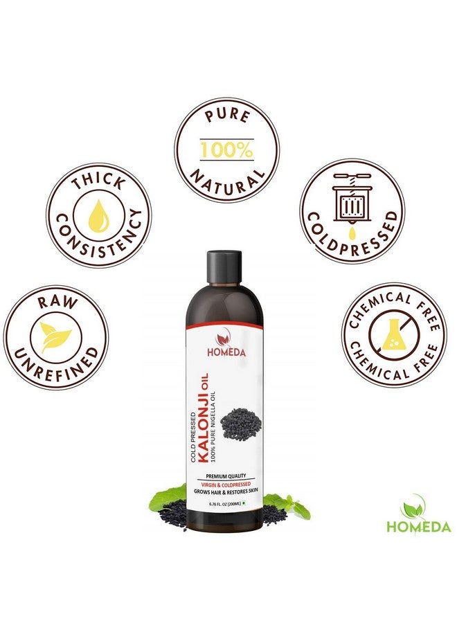 HOMEDA Homeda Premium Cold Pressed Kalonji Oil for Hair Growth Pure, Skin (200 ml) 100% Pure Virgin Grade - Onion Black Seed Oil (Kalaunji Tel, Black Cumin seed) - Image 5