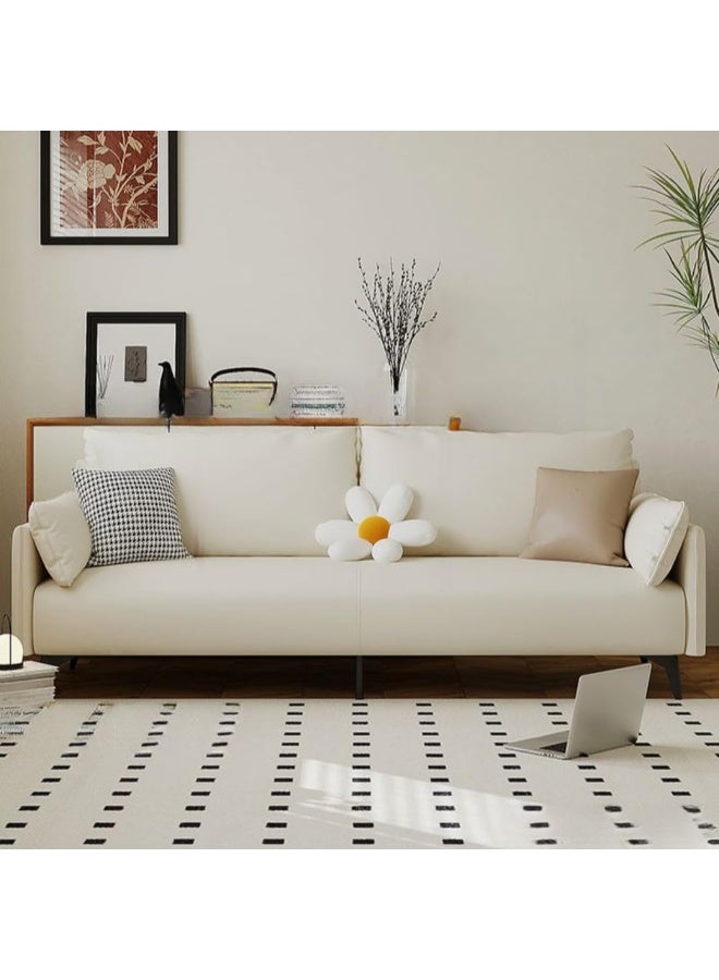 Poppins Home Portable Convertible Sleeper Sofa - Modern Tech Cloth, Memory Foam, Wood Frame, Stain Resistant, 3-Seater Sofa for Living Room(Off-White) - Image 1
