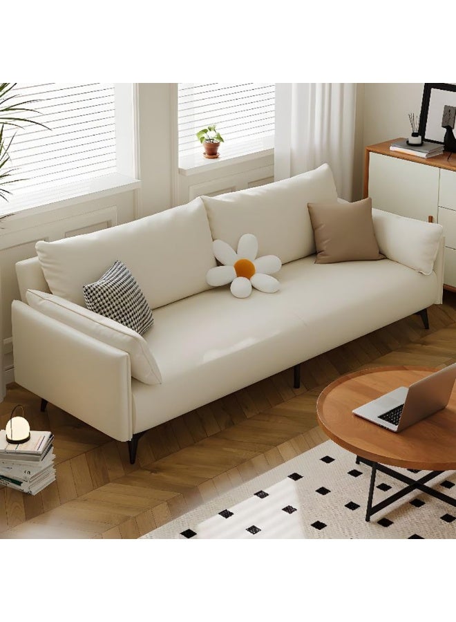 Poppins Home Portable Convertible Sleeper Sofa - Modern Tech Cloth, Memory Foam, Wood Frame, Stain Resistant, 3-Seater Sofa for Living Room(Off-White) - Image 2