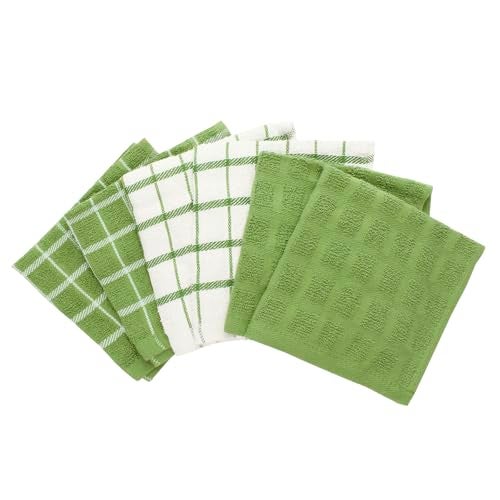Ritz Terry Check Dish Cloth Set: Highly Absorbent & Super Soft - 100% Cotton, Durable Kitchen Cleaning Cloths for Wiping Tables and Counters, 6-Pack, Cactus - Image 2