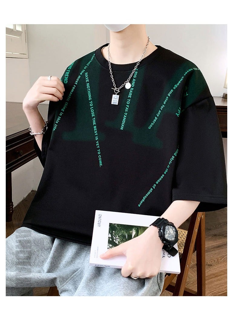 Large Size Fashionable Men's Printed Casual Round Neck T-shirt  - Image 2