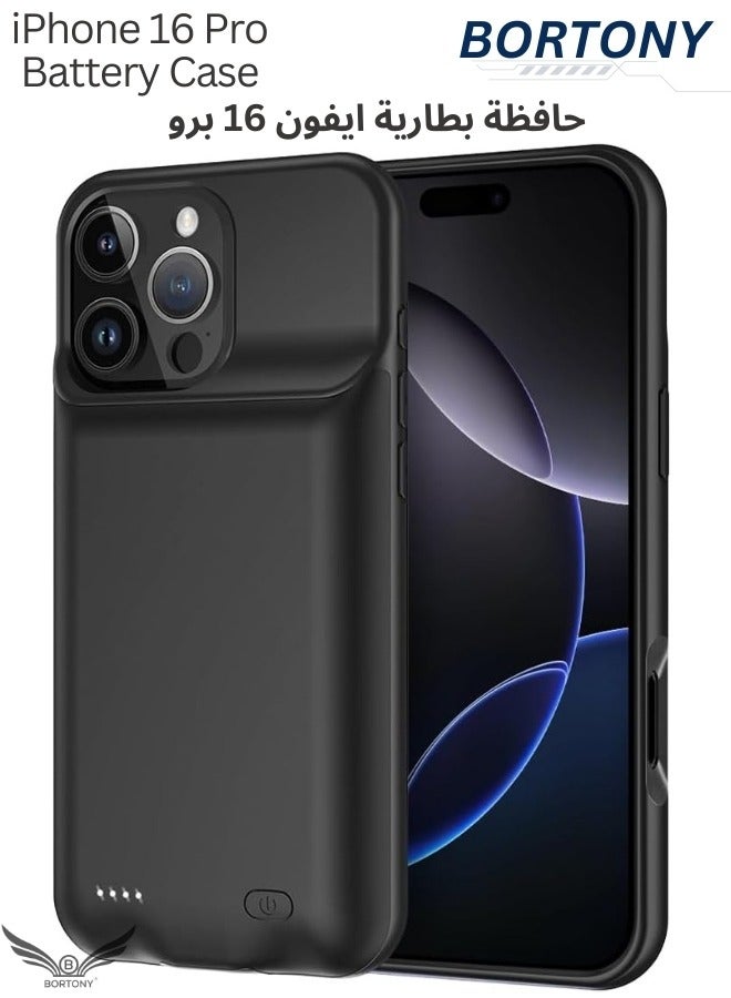 BORTONY iPhone 16 Pro Battery Powercase 7000mAh Battery Rechargeable Extended Power Bank Wireless Cover for iPhone 16 Pro - Image 1